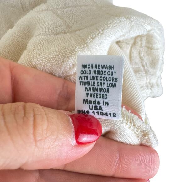 Monrow NWT Cream Diamond Argyle 100% Cotton Terry Cloth Mini Dress Coverup - Picture 14 of 14